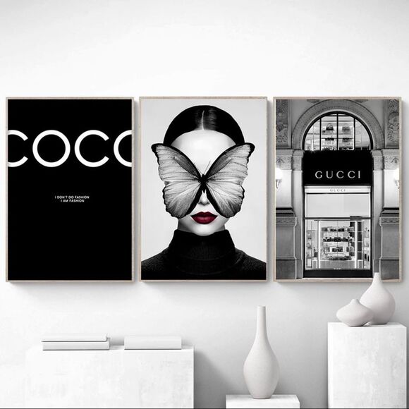 FASHION PICTURE SET 3~ Coco Chanel Celine Dior Fashion couture prints wall art - Picture 6 of 6